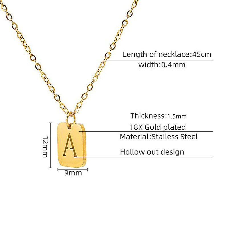 Women's Titanium Steel Letter Square Fashion English Necklaces