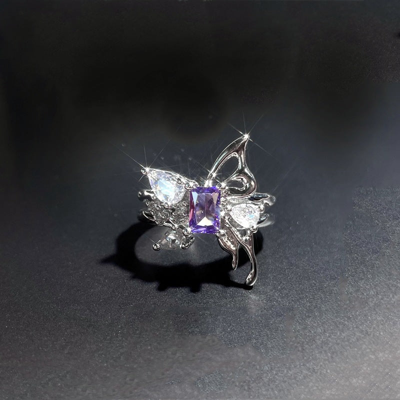 Star Purple Diamond Zircon Series Open Female Affordable Rings
