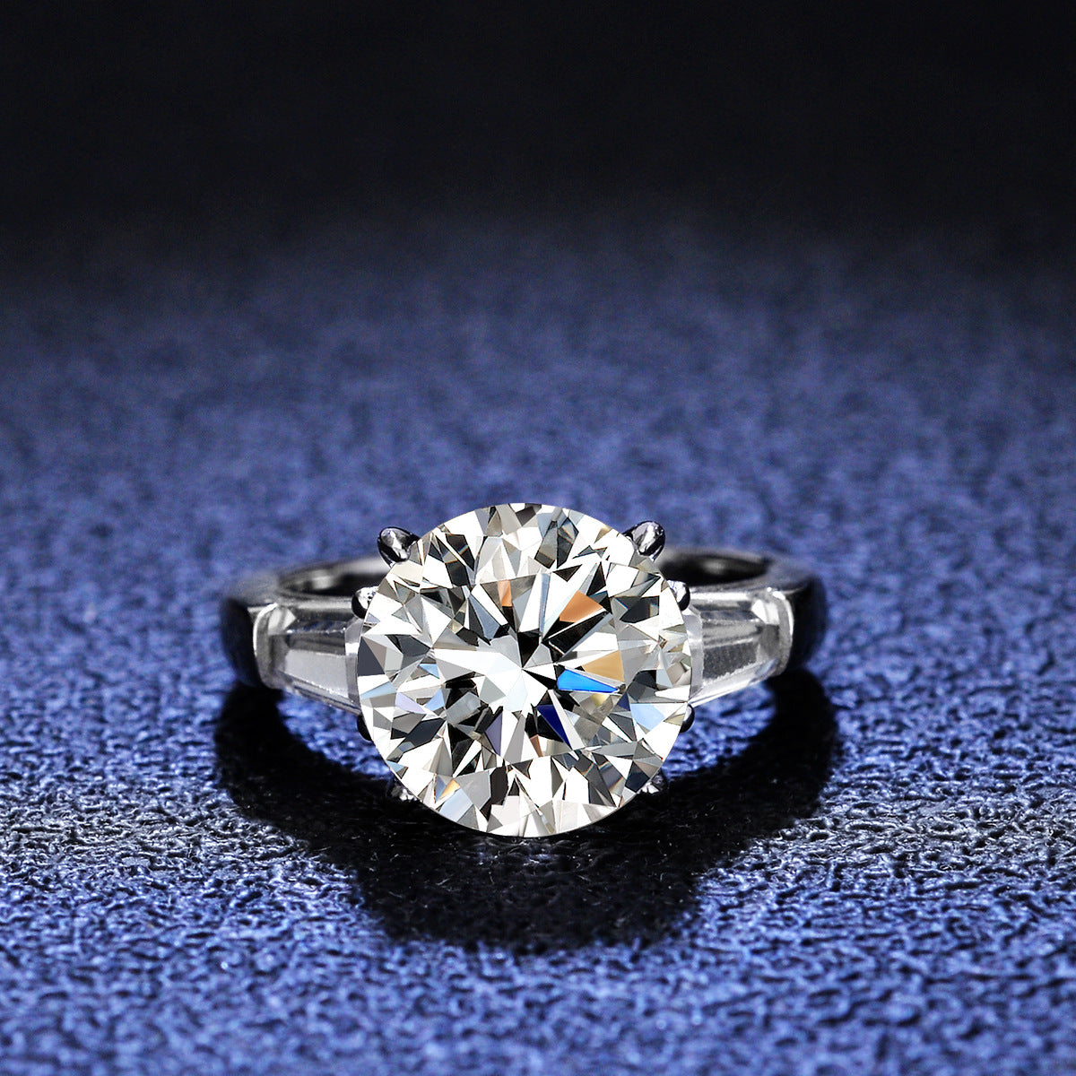 Women's Sier Karat Moissanite Double Row Big Diamond Rings