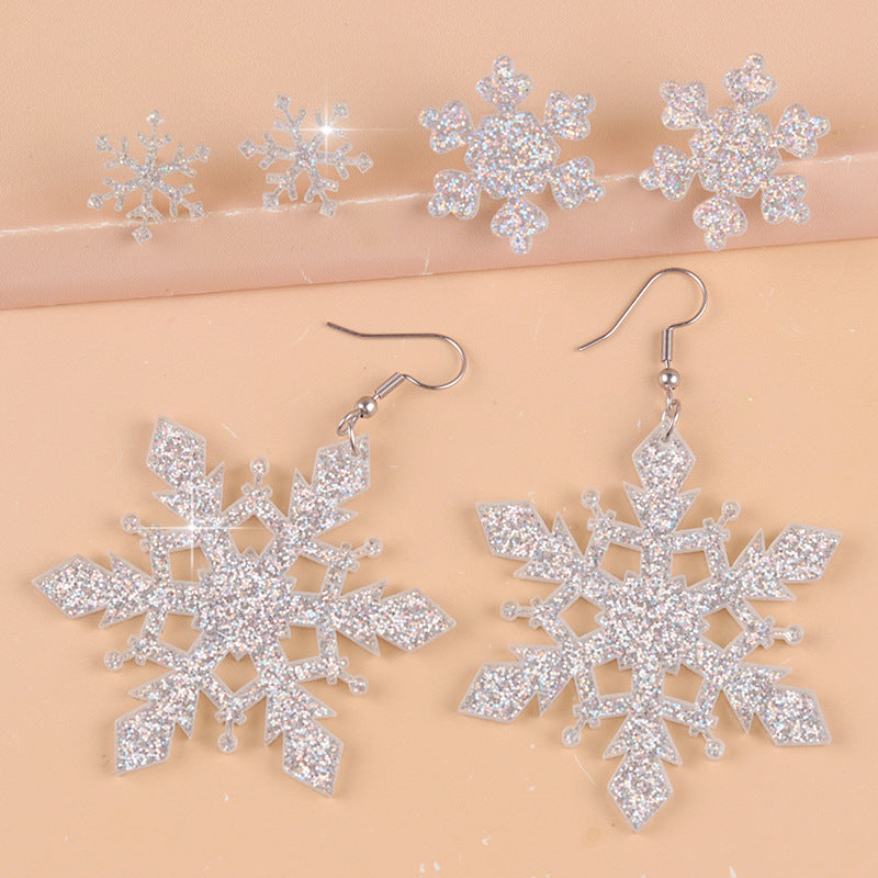 Women's Luxury Sier Size Thin Glittering Snowflake Acrylic Rings