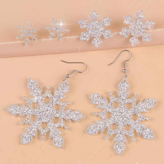 Women's Luxury Sier Size Thin Glittering Snowflake Acrylic Rings