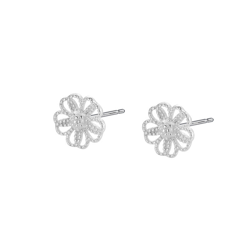 Sier Pure Flower Summer Simple Design Earrings