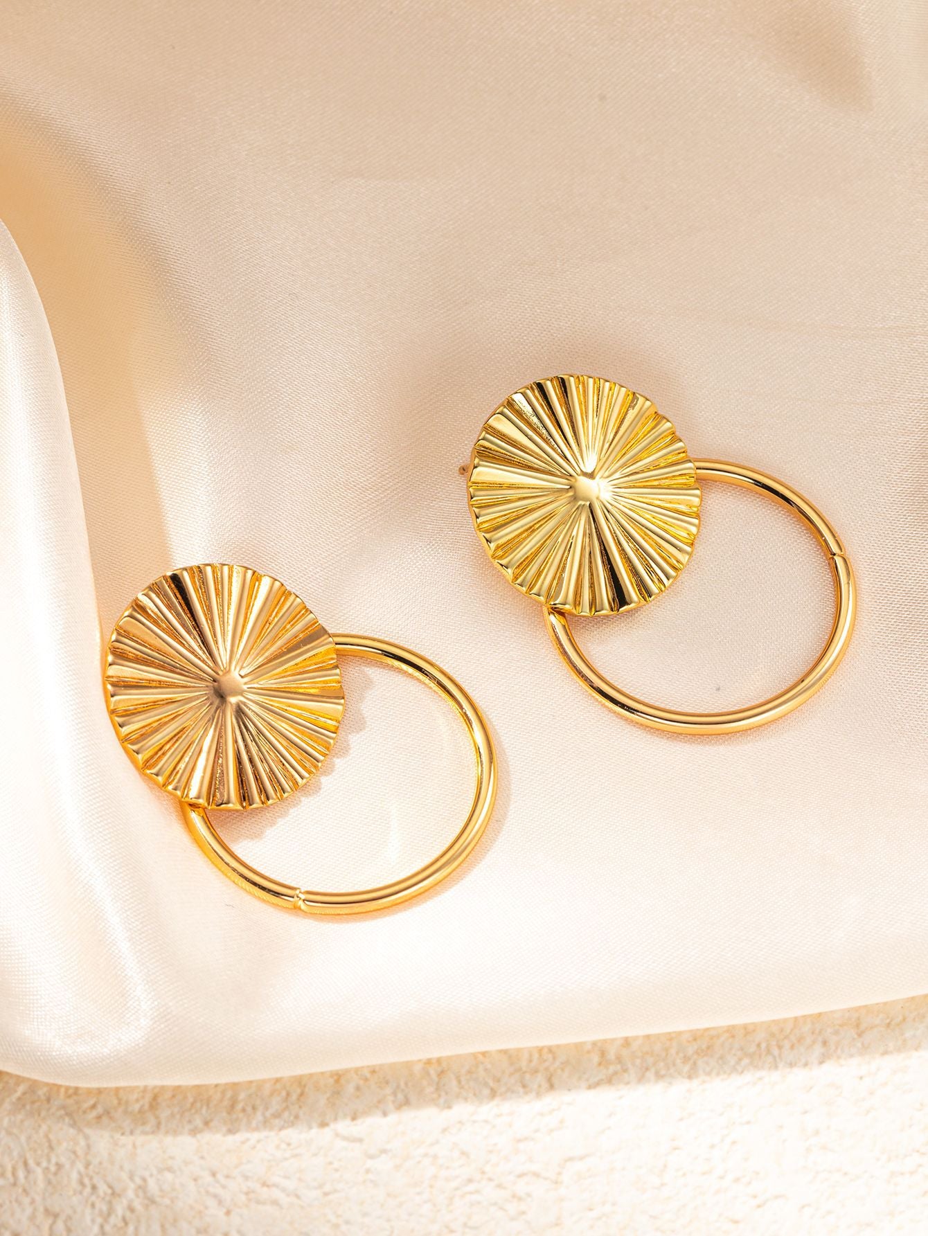 Stainless Steel Ginkgo Leaf Petals Golden Earrings