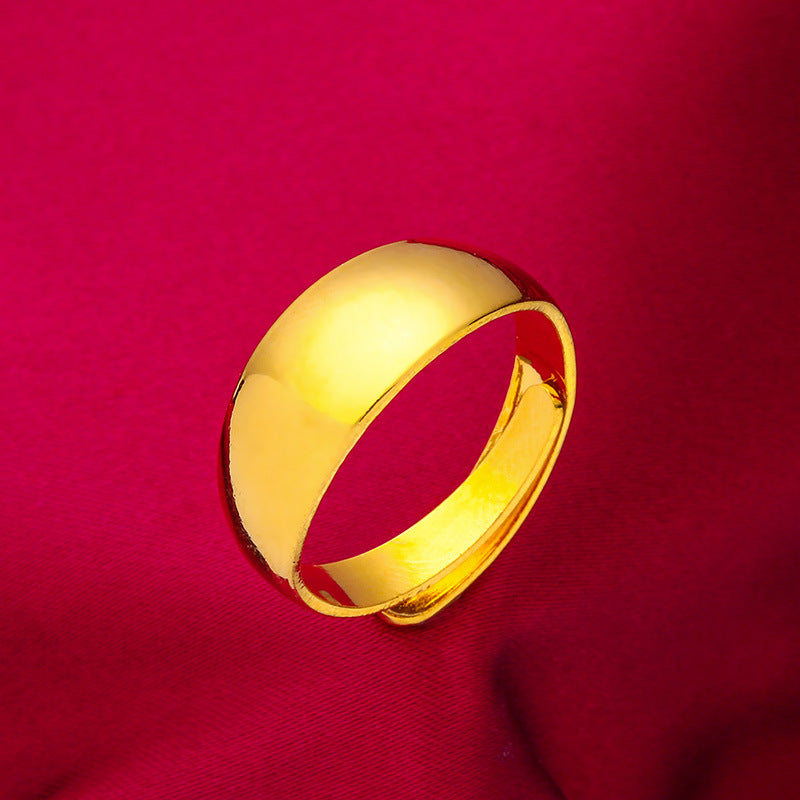 Women's & Men's Glossy Starry Alluvial Gold Open Wide-brimmed Rings