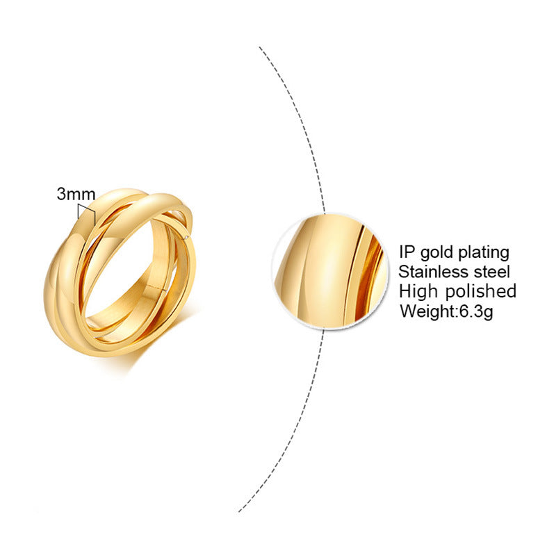 Jewelry Ornament Three-in-one Plain Surface Fashion Rings