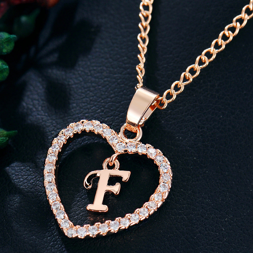 Letter Heart-shaped Zircon Jewelry Clavicle Chain Necklaces