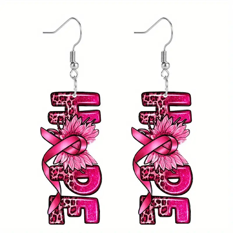 Hope Acrylic Imply Positive Attitude Leopard Print Earrings