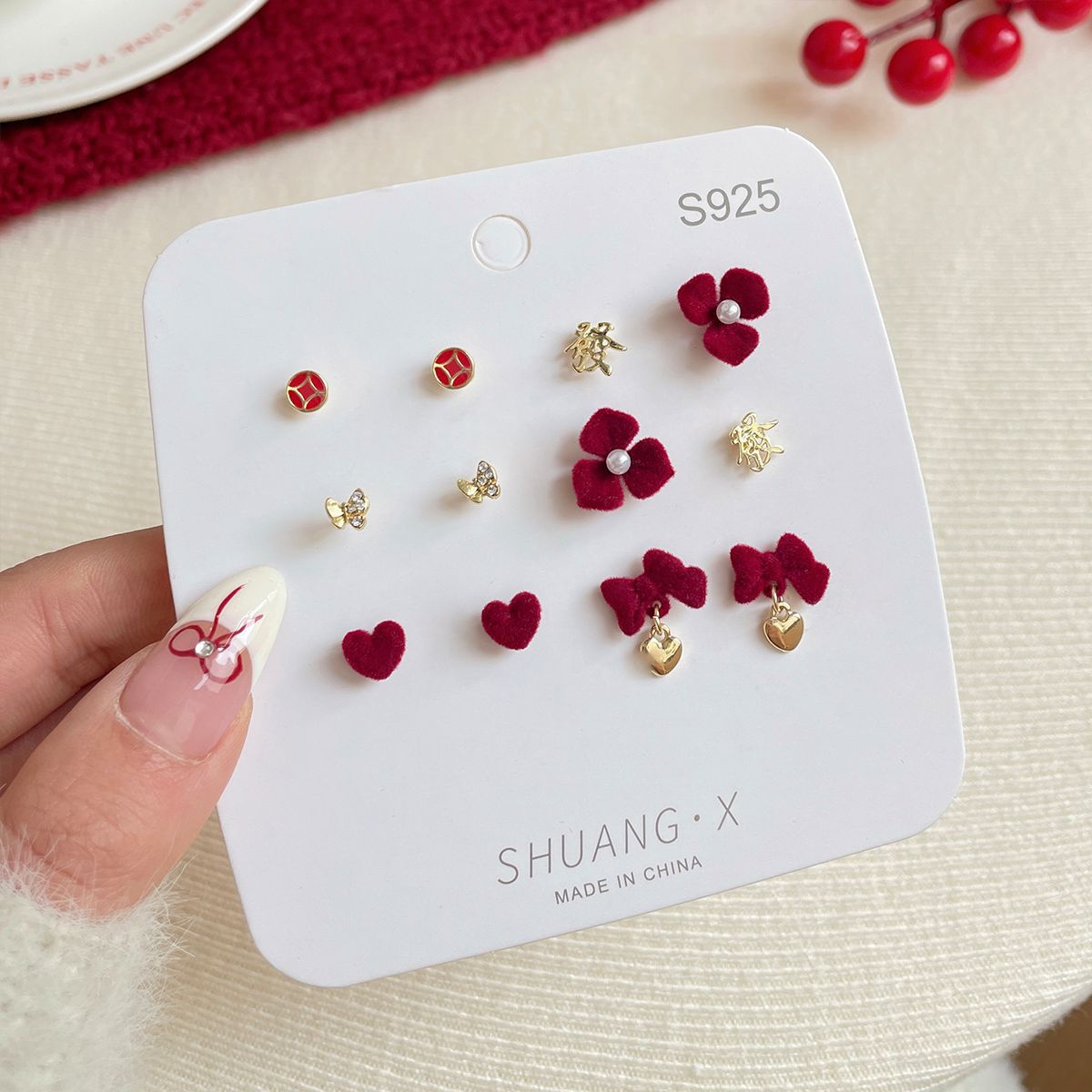 Earings Set Female Sier Needle Fairy Butterfly Niche Rings