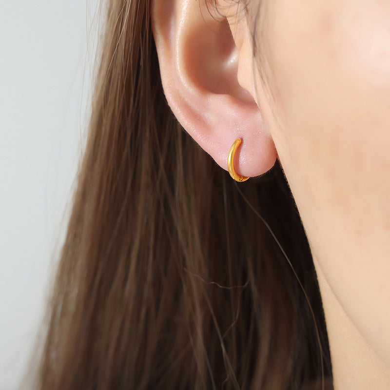 Big Circle Temperament Titanium Steel Gold Personalized Earrings