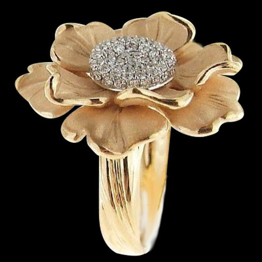 Creative Flowers Copper Inlaid Zircon Light Rings