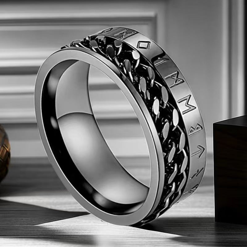 Men's Hip Hop Fashion Rotating Cold Niche Ring