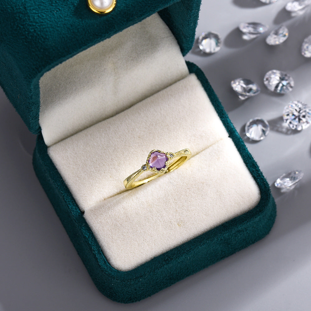 Tower Sugar Purple Black Gem Female Rings