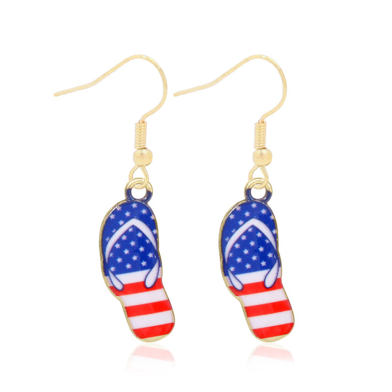 Alloy Dripping Oil Stars Stripes National Rings