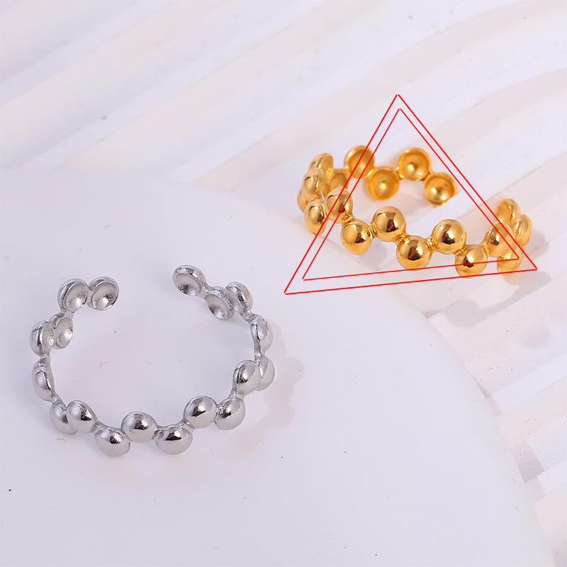 Steel Gold-plated Love Heart Flowers Glossy Rings