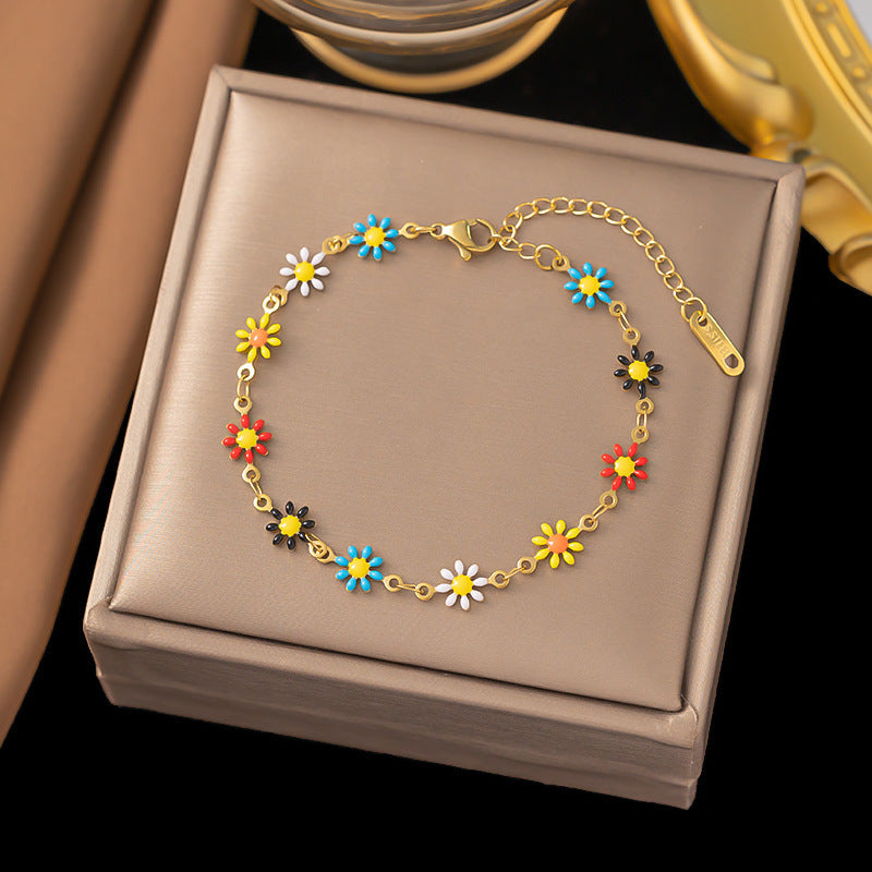 Women's Pearl Twist V-shaped Female Rainbow Diamond Bracelets