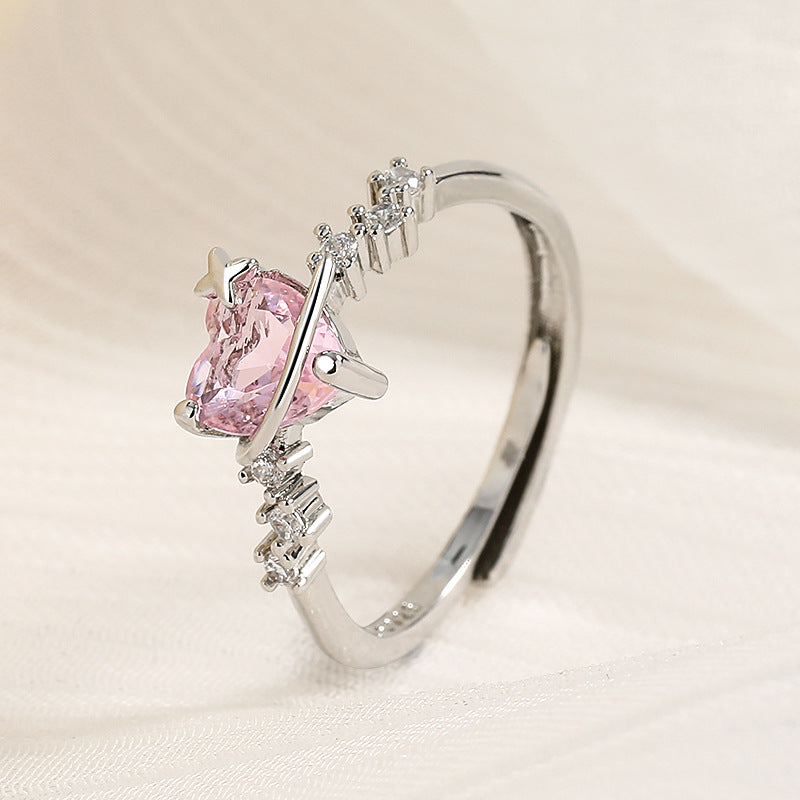 Diamond Love Heart-shaped Female Affordable Luxury Rings