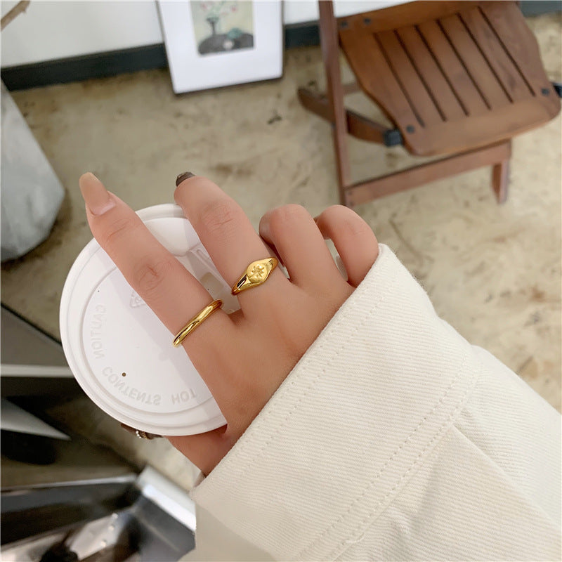 Women's Stainless Steel Aperture Fashion Personality Simple Rings