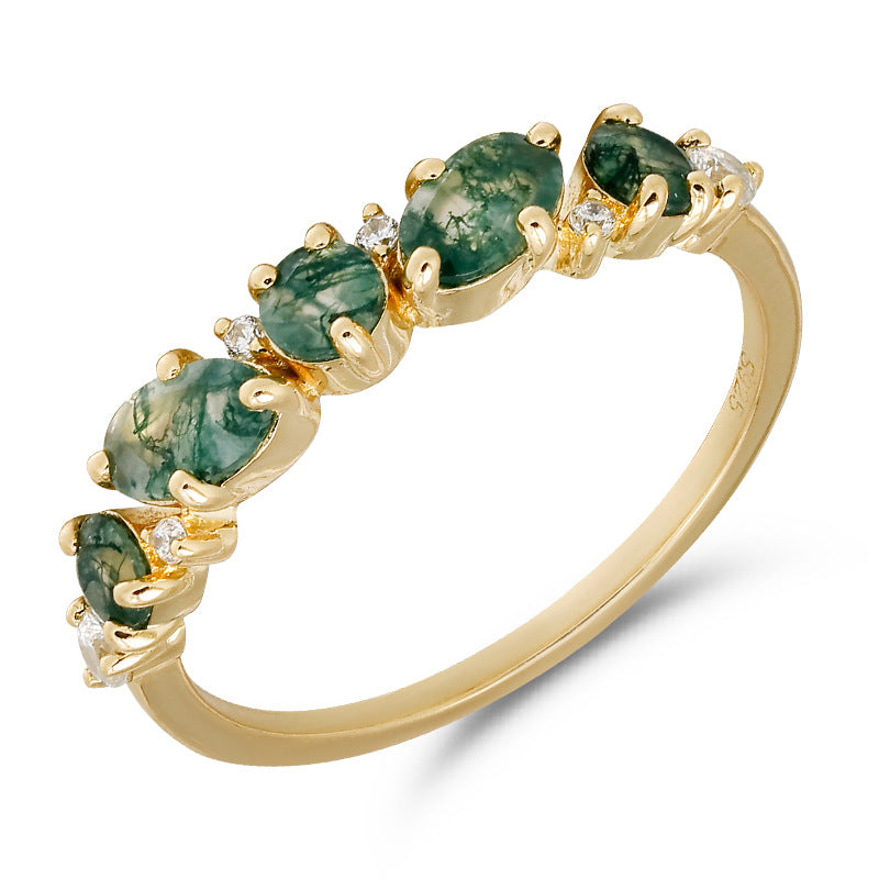 Spring Fashion Moss Natural Topaz Female Rings