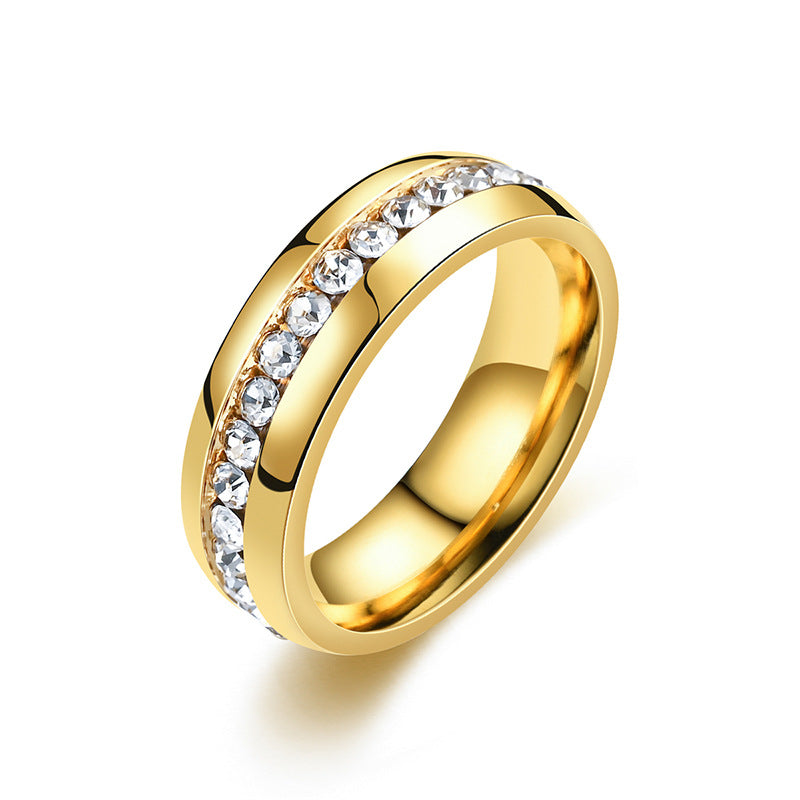 Style Niche Titanium Steel Single Row Stainless Diamond Rings