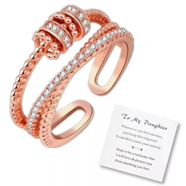 Comes Female Personality Double Layer Zircon Rings