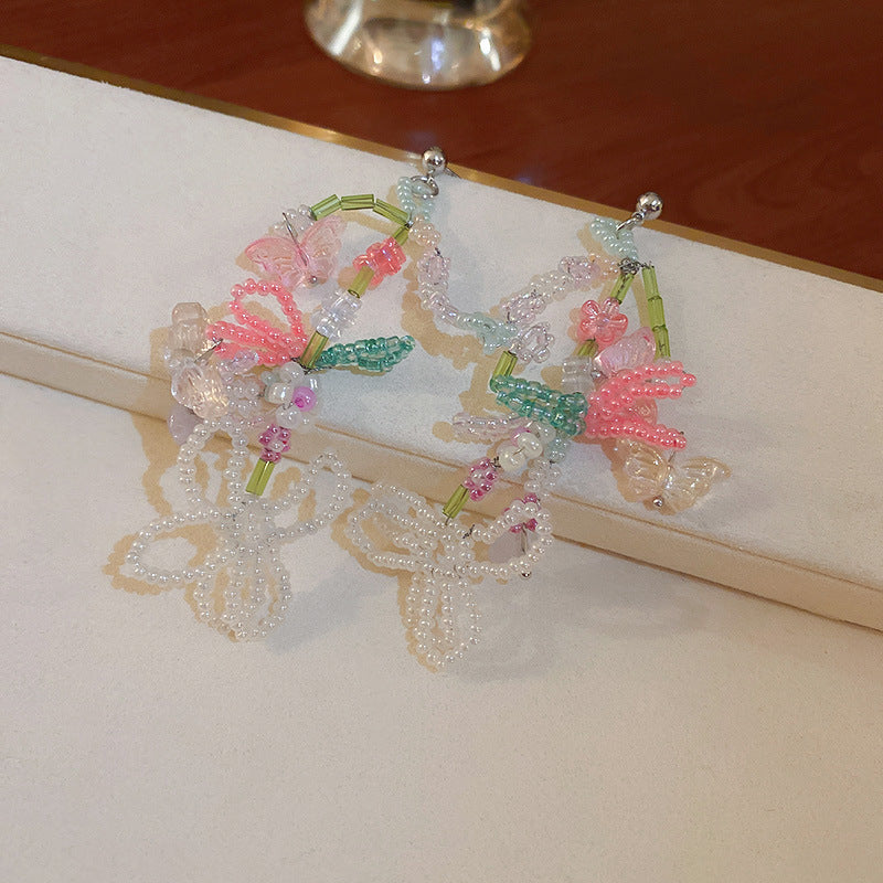 Women's Real Gold Electroplated Sier Needle Gradient Artificial Crystal Earrings