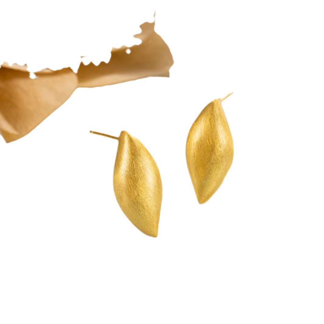 Design Brushed Leaf Shape Cold Style Earrings