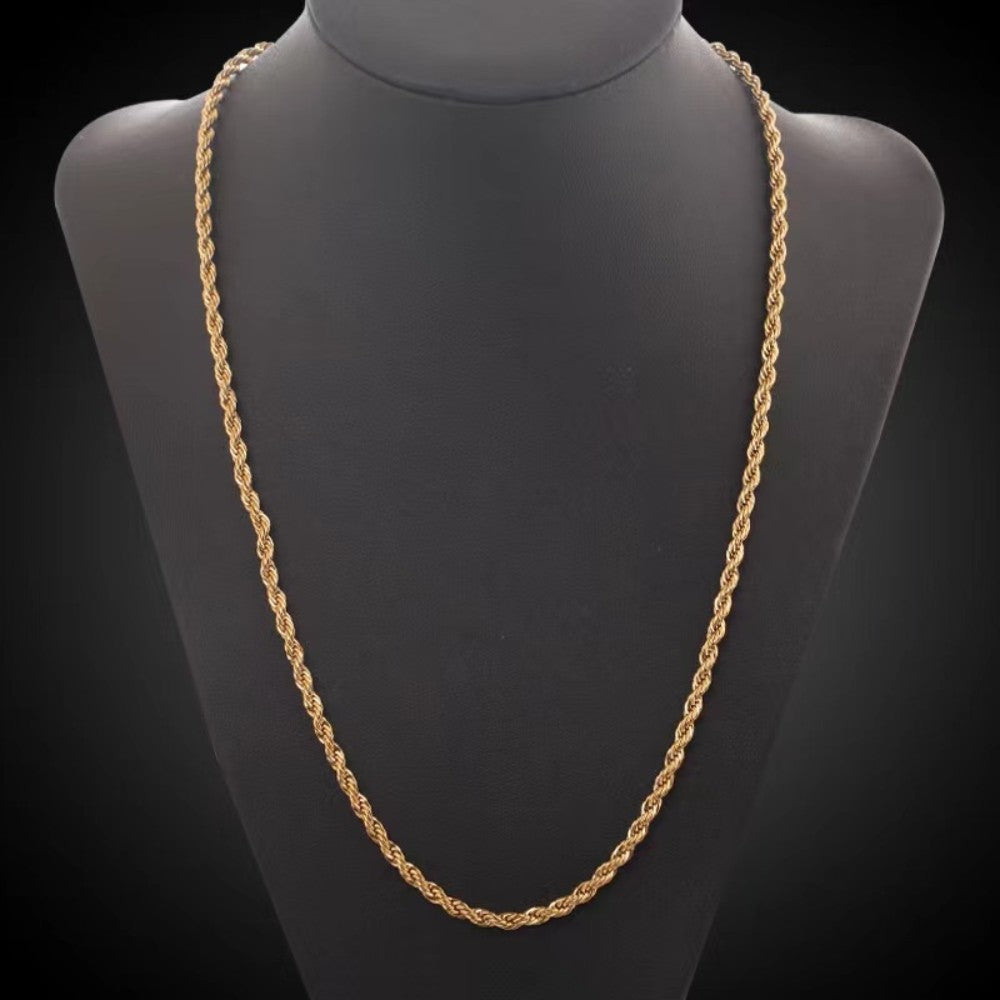 Gold-plated Twist Hemp Rope Long Buckle Necklaces