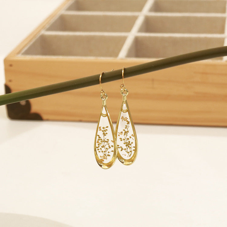 Fashion Modern Dried Flower Preserved Fresh Earrings