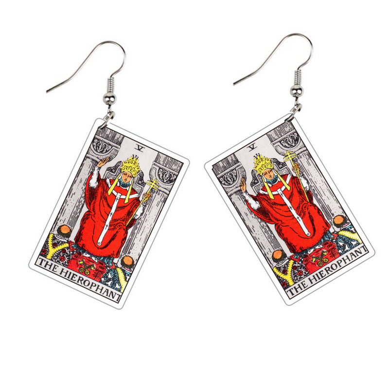 Acrylic Printing Double-sided Vintage Tarot Designer Earrings