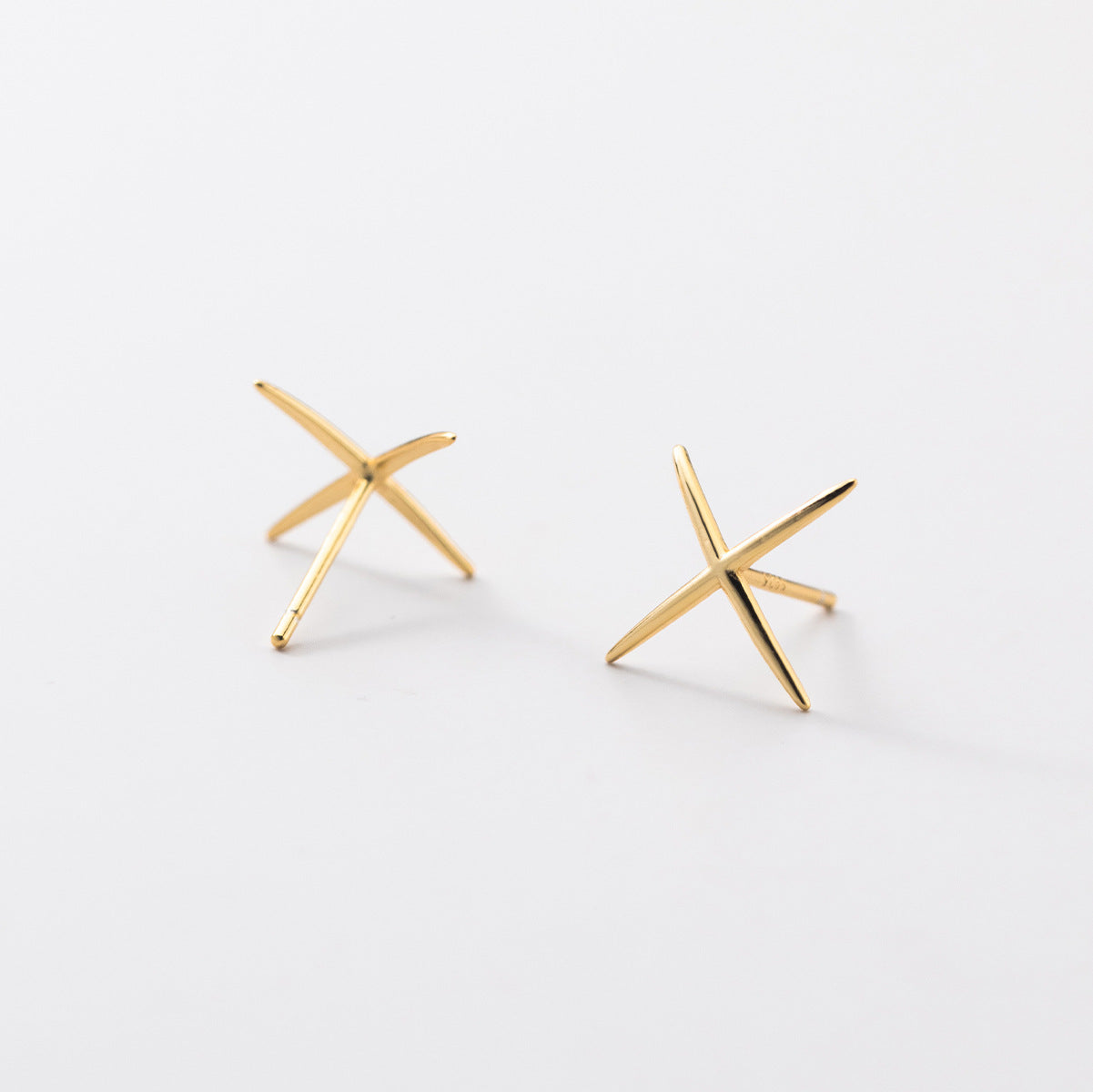 Women's Sier Glossy Line X-shaped Cross Simple Elegant Earrings