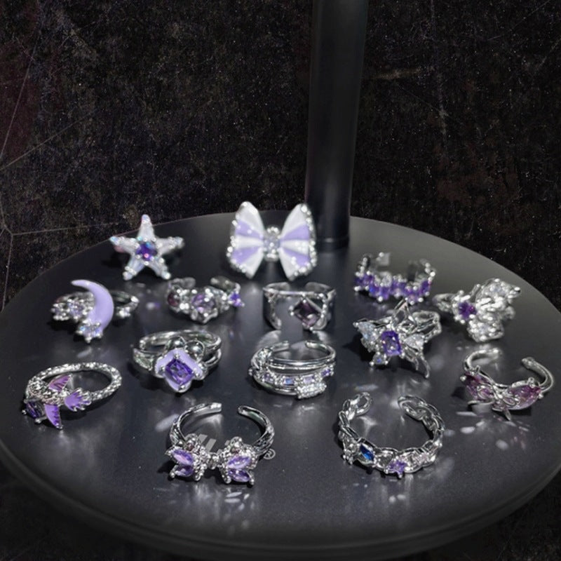 Star Purple Diamond Zircon Series Open Female Affordable Rings