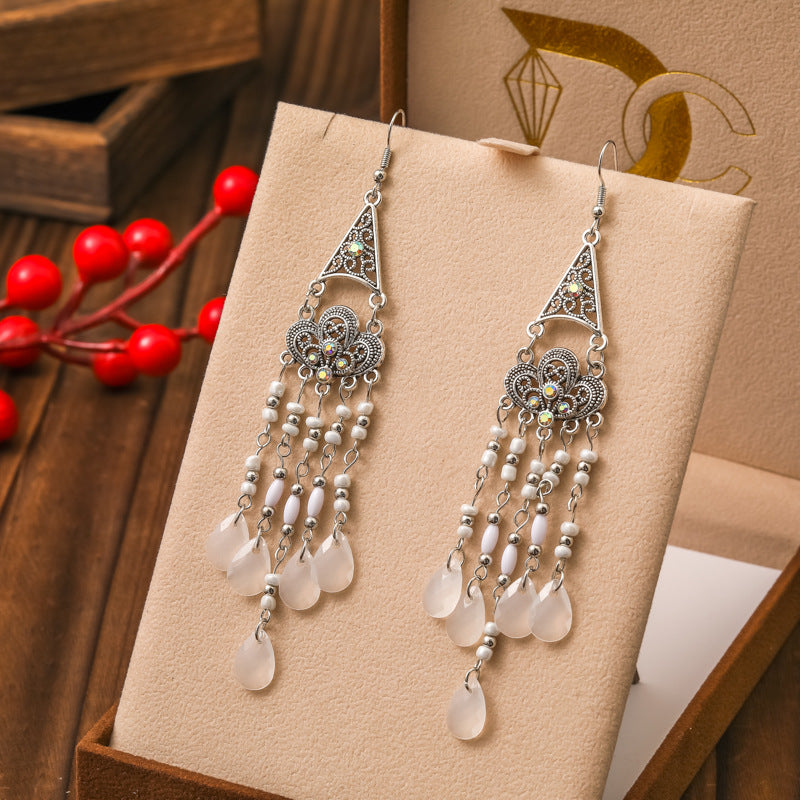 Long Female Daisy Pattern Water-drop Eardrops Earrings