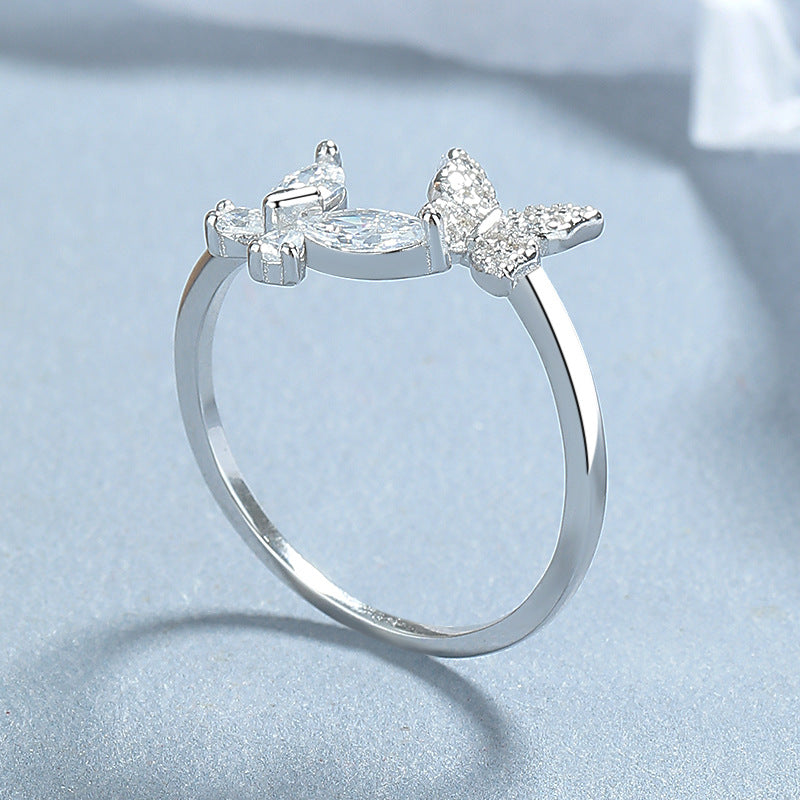Butterfly Zircon Female Sweet Style Temperament Personality Rings