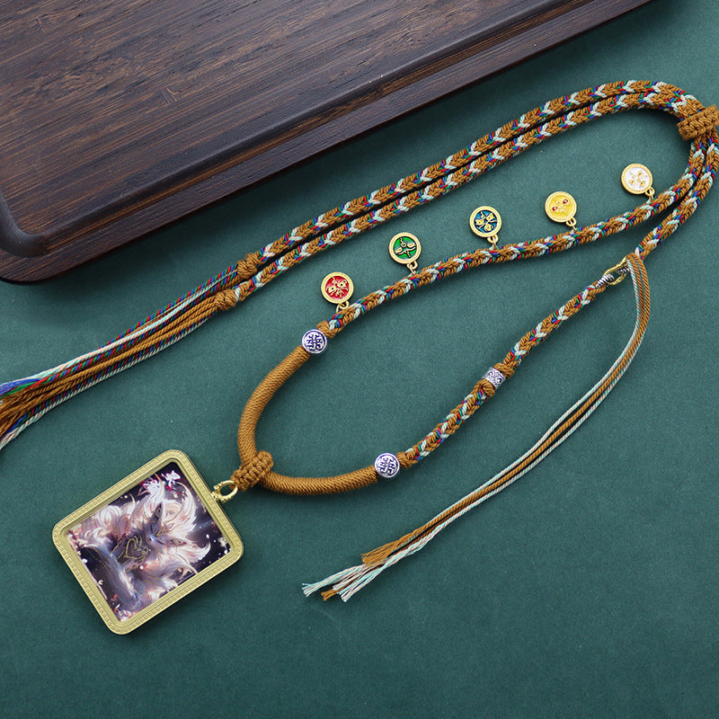 Hand Painted Golden Outline Eight Patron Necklaces