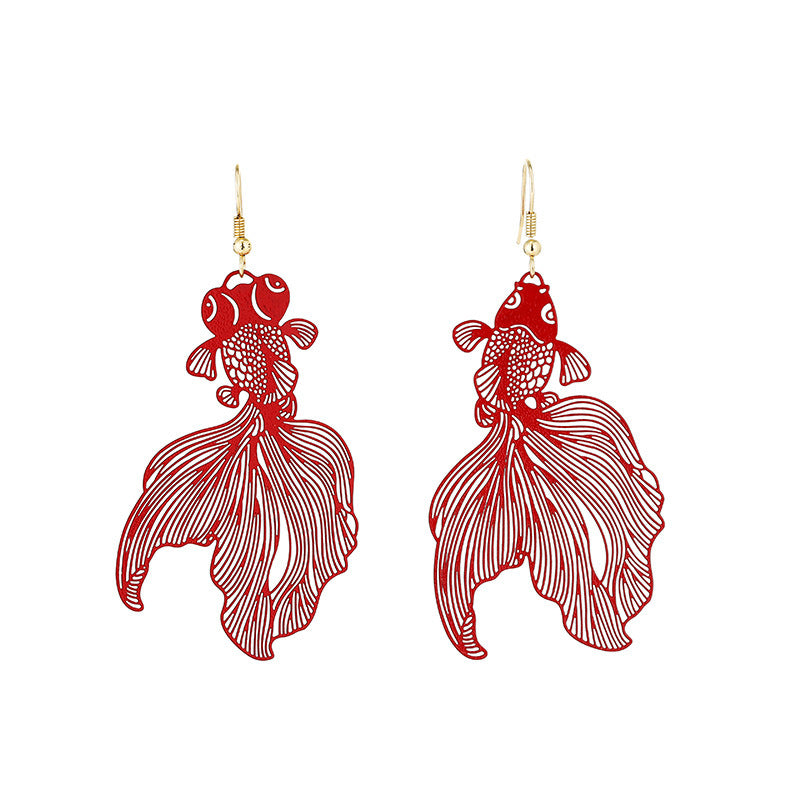 Chinese Style Good Luck Koi Small Hook Fashion Earrings