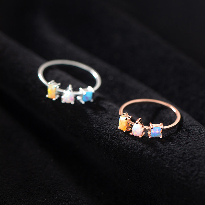 Simple Sweet Fresh Personality Color Synthetic Rings
