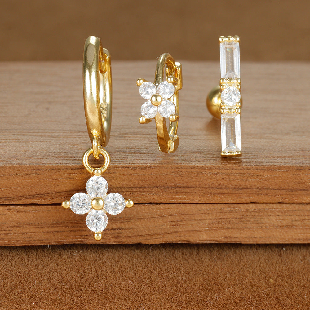 Women's Ear Zircon Star Moon Suit Light Earrings