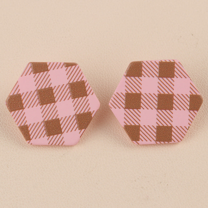 Christmas Hexagon Acrylic Design Sense Eardrops Earrings