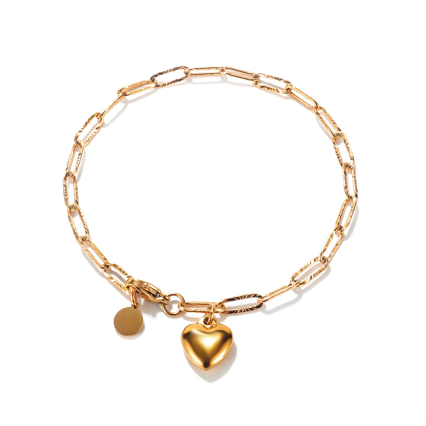 Heart Cold Style Peach Round Stainless Steel Bracelets