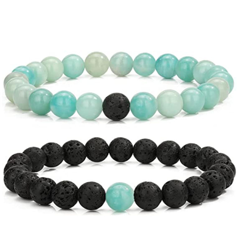 Men's Lava Stone Beads Couple Yellow Tiger Bracelets
