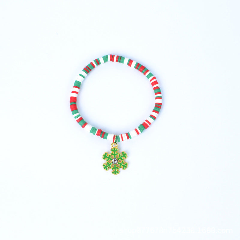 Christmas Gift Elastic String Colorful Polymer Clay Handmade Bracelets