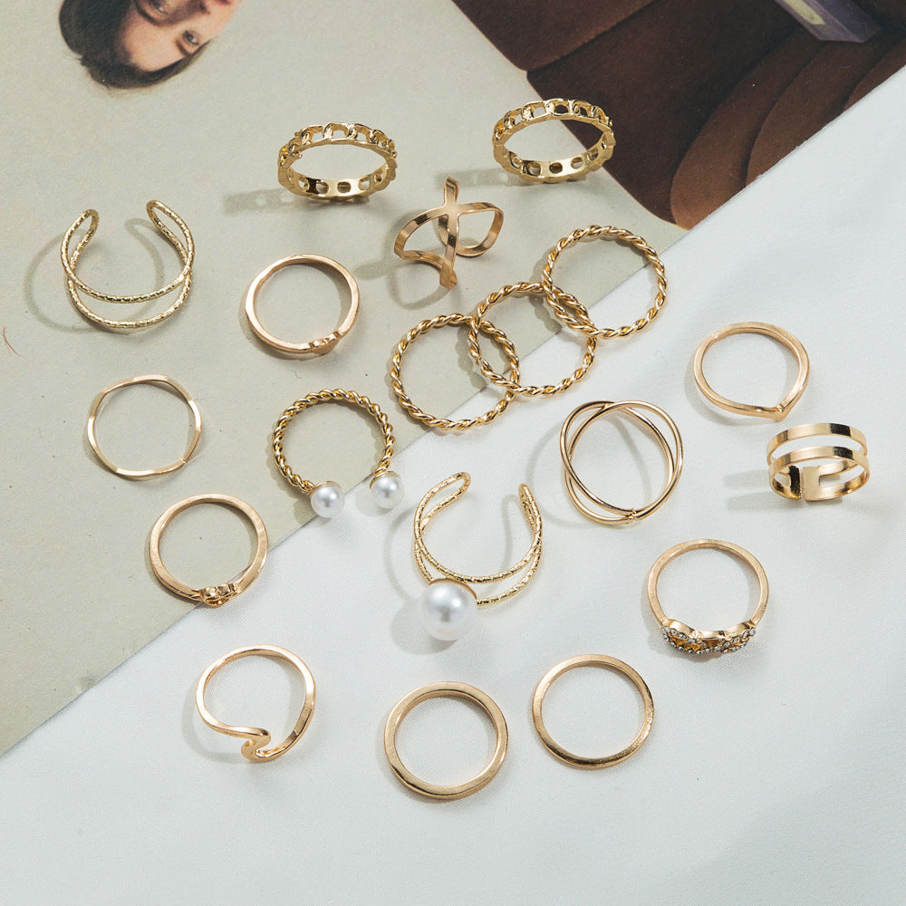 Heart-shaped Open Piece Set Knuckle Metal Ornament Rings