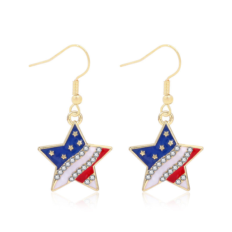 Alloy Dripping Oil Stars Stripes National Rings