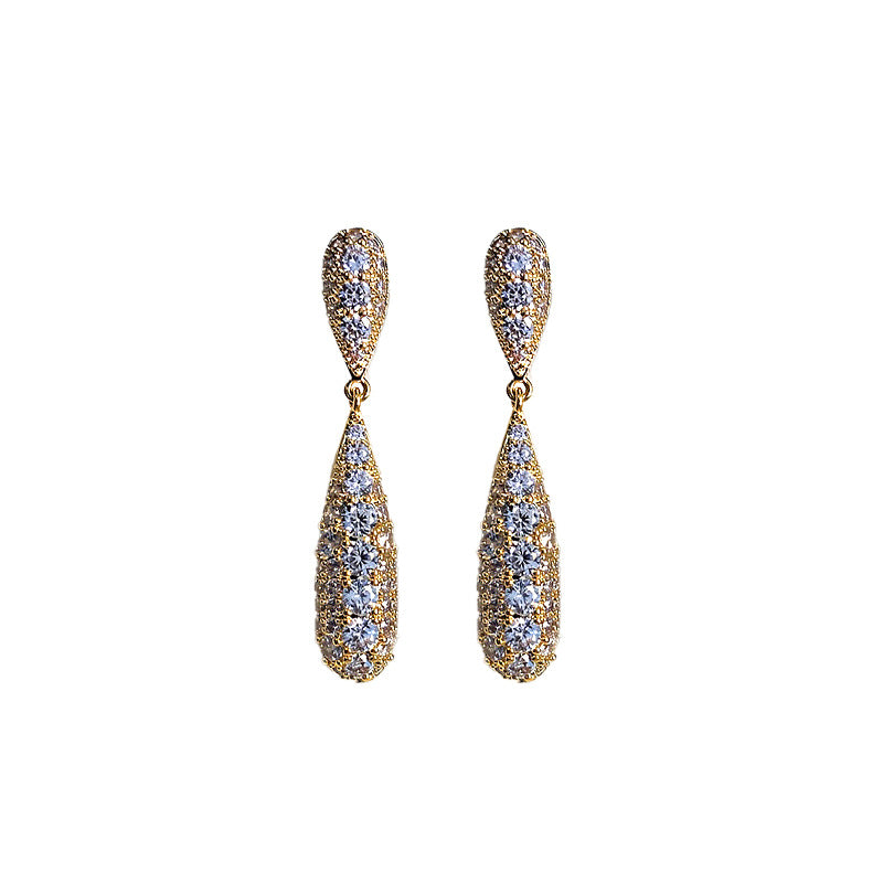 Women's Zircon Long Water Drop Zirconia Light Earrings