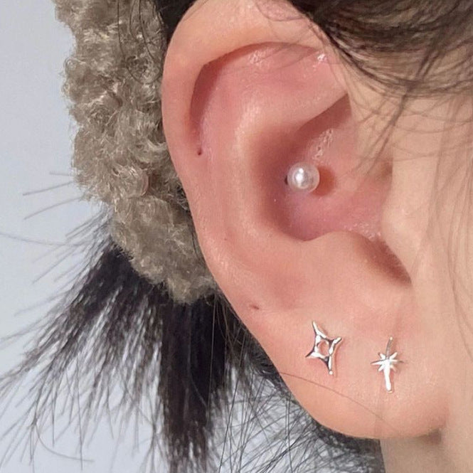 Simple High-grade Asymmetric Four Stars Design Earrings