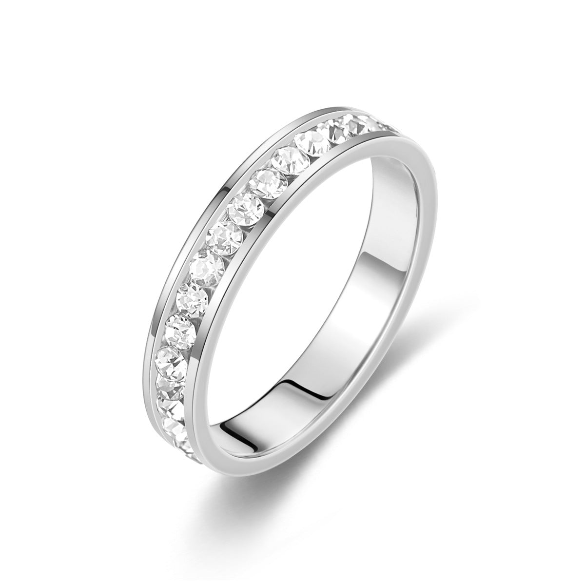 Titanium Steel Starry Diamond Rhinestone Stainless Rings