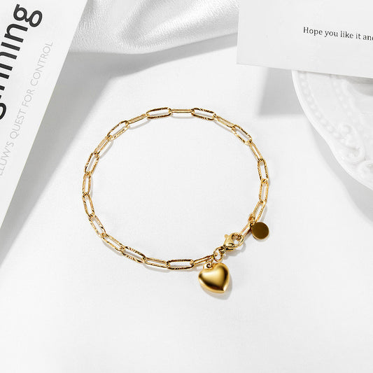 Heart Cold Style Peach Round Stainless Steel Bracelets