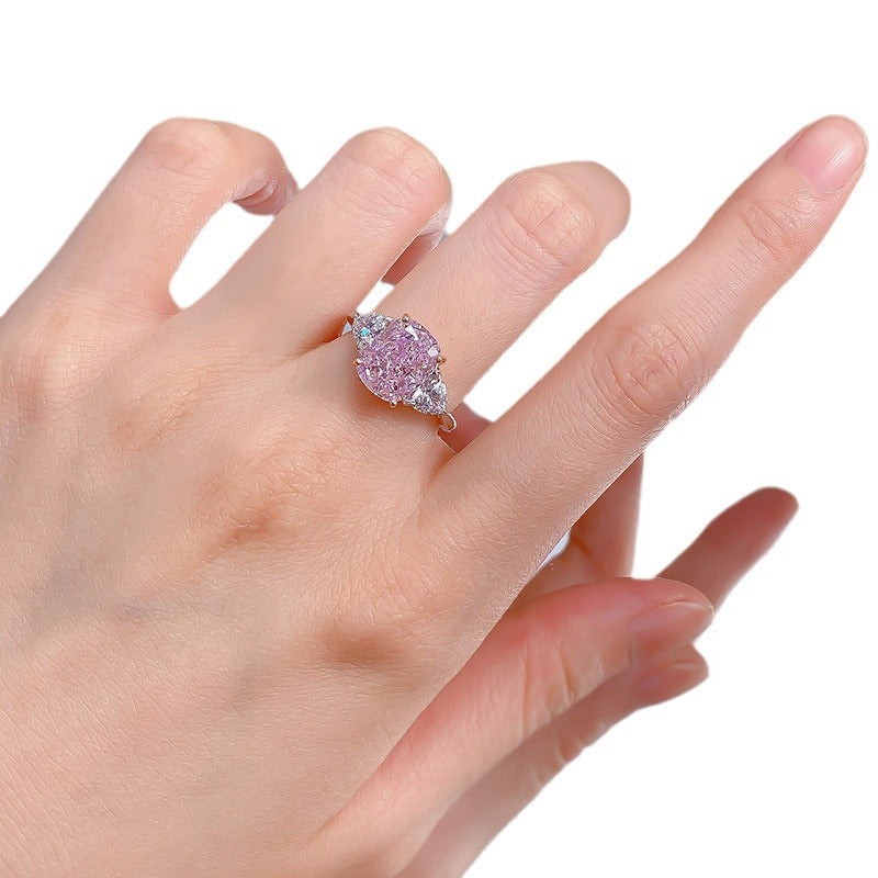 Women's Sier Imported High Carbon Rhinestone Diamond Rings