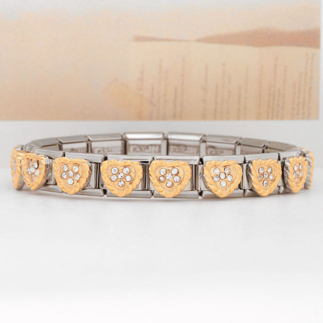 Fan-shaped Pink Peach Heart Single Stainless Bracelets