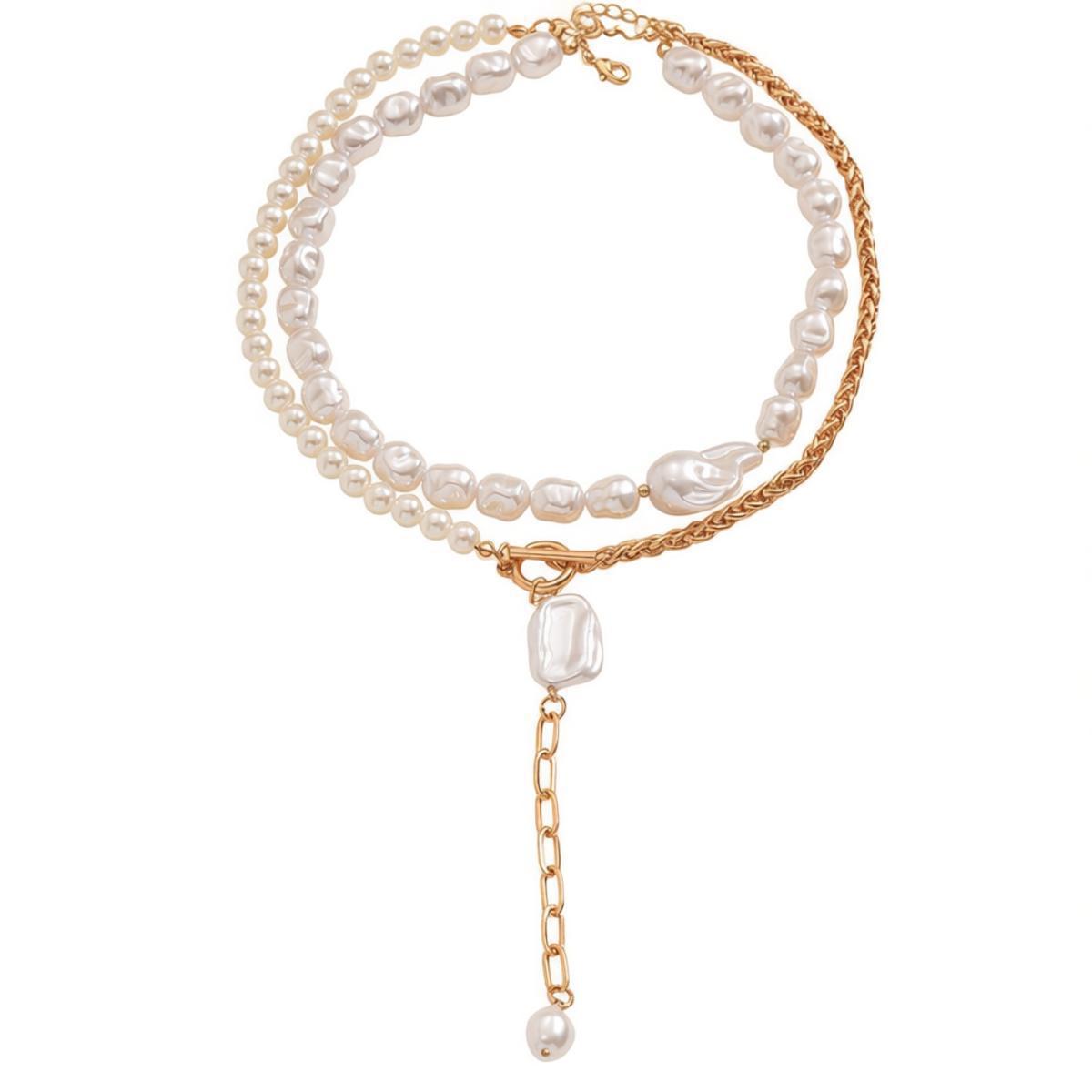 Baroque Imitation Pearl Female Personality Twin Necklaces